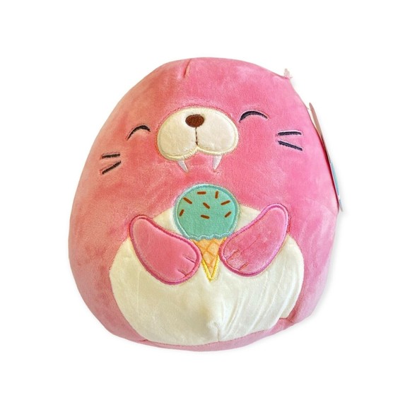 SQUISHMALLOW 8" Ova Pink Walrus With Ice Cream PLUSH Boxlunch EXCLUSIVE NEW - Picture 4 of 4